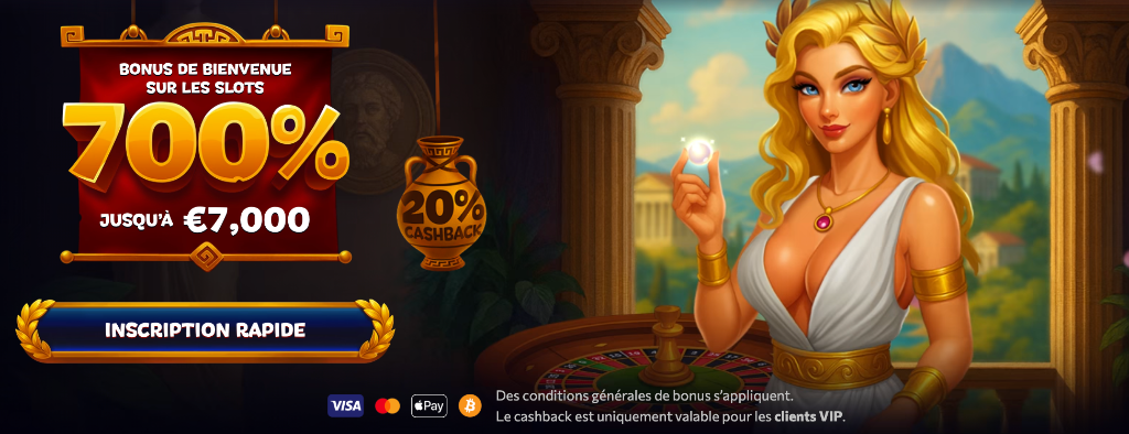 Bonus de bienvenue 700% jusqu'à 7 000€ — Cashback 20% VIP — Inscription Rapide — Aphrodite Casino